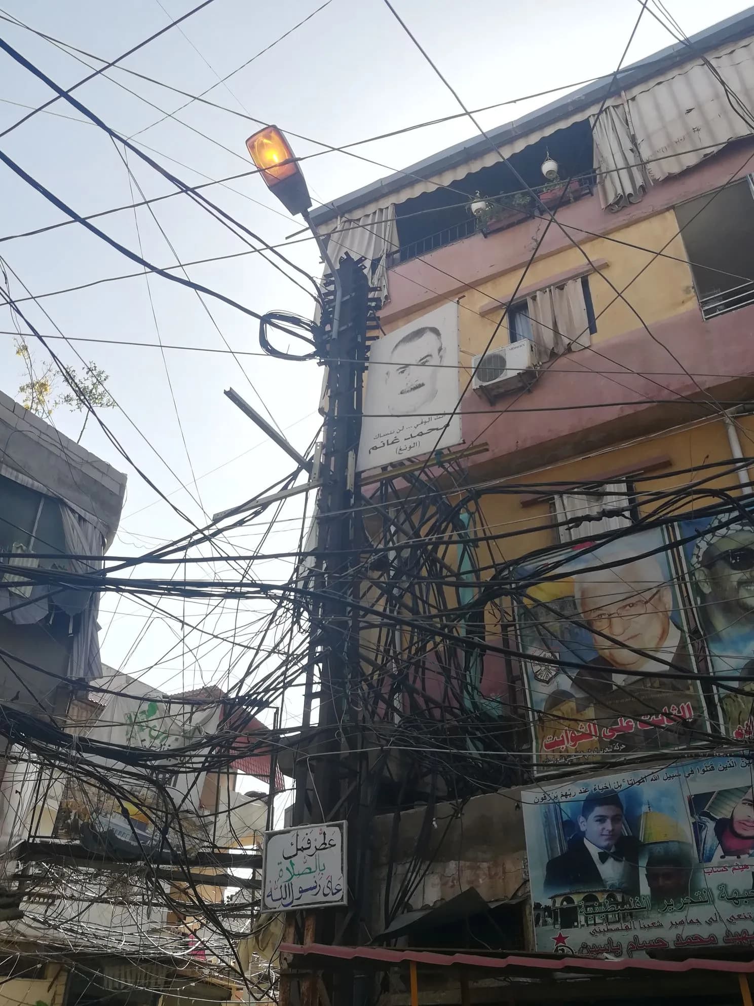 Scaffolded corridor and building works under monitoring